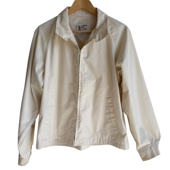 Vintage 80s London Fog Cream Zip Jacket Harrington Style Windbreaker Men's M - Picture 1 of 8